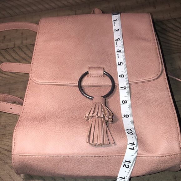 NWOT Pink Ring ? & Tassle Vegan Backpack Adjustable Straps. Pull Handle. Snap. main image 7
